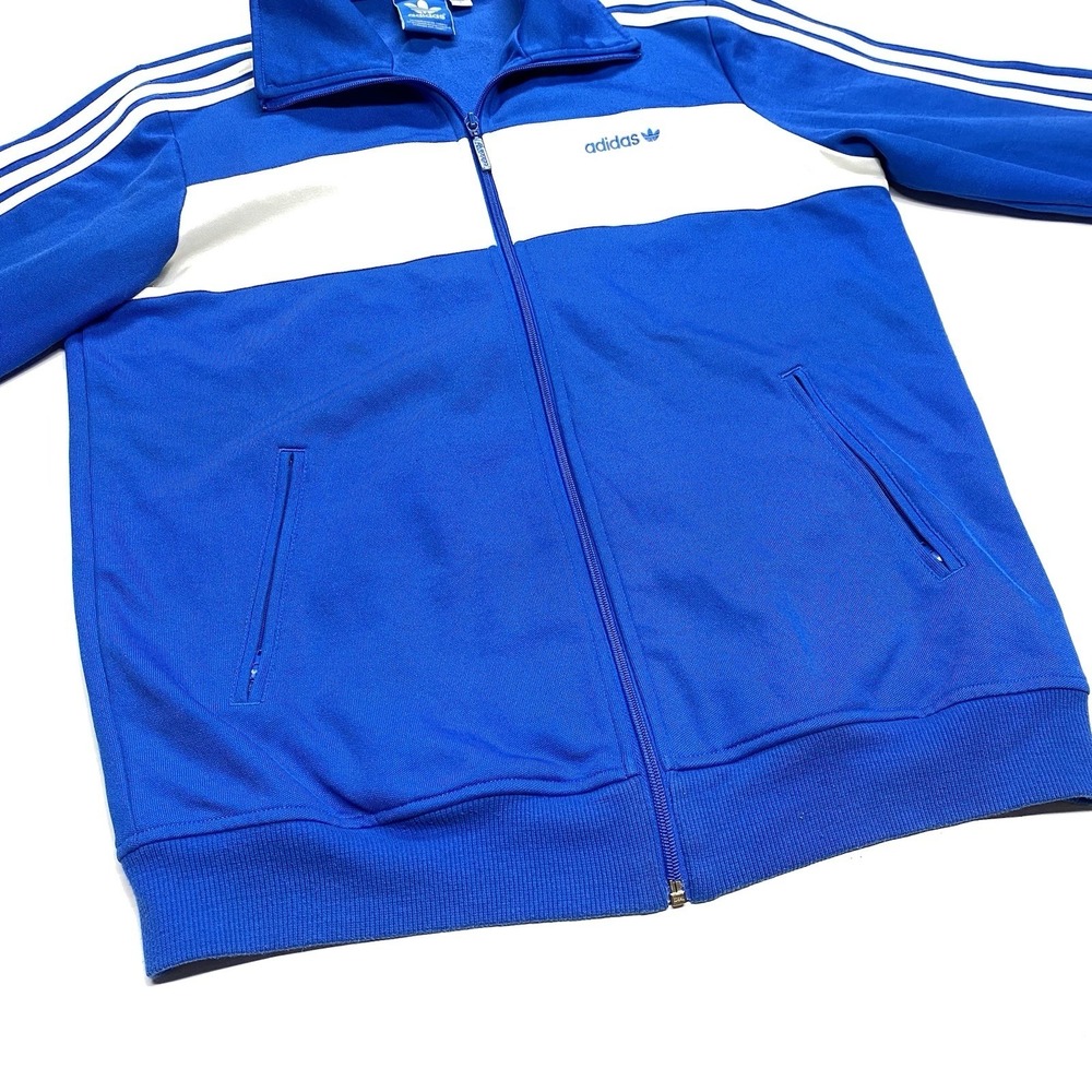 Vintage Y2K Adidas Blue White Stripes Full Zip Size Large Track Jacket Clean - Picture 5 of 11